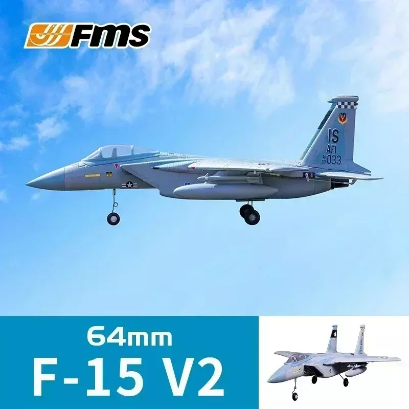 Fms 64mm F-15 zdalnie sterowany elektryczny model obejścia zmontowany model samolotu ze stałym skrzydłem jak prawdziwy piankowy myśliwiec