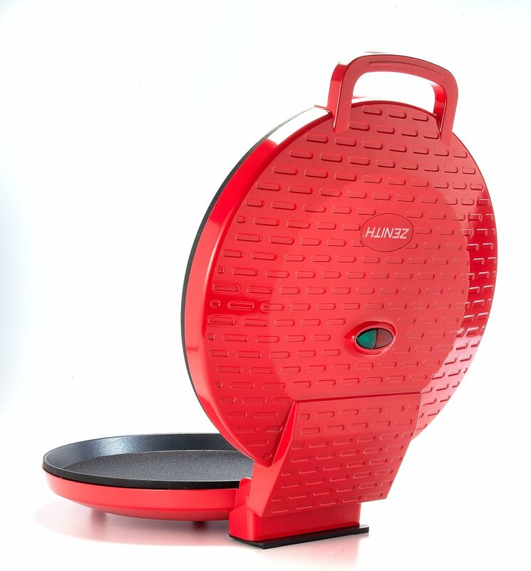 Zenith Versa Grill máquina antiadherente para hacer Pizza para el hogar, fabricante de Calzone, horno de Pizza que se convierte en parrilla eléctrica para interiores, Rojo