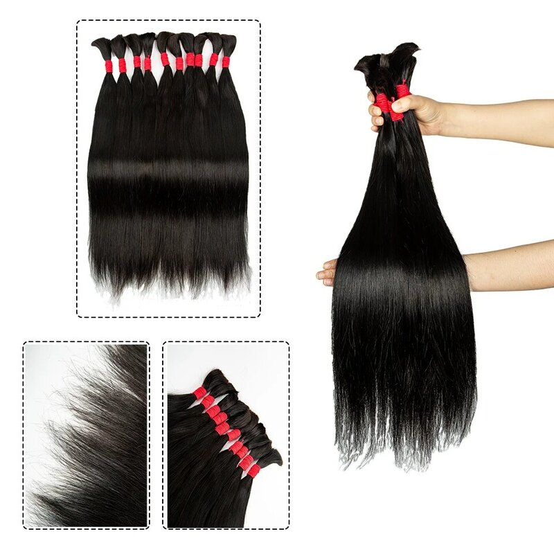 Прямые волосы MALAIKA из человеческих волос, плетеные волосы, 1 пучок, 50 г, бразильские натуральные волосы для наращивания человеческих волос, без уточка, натуральные волосы