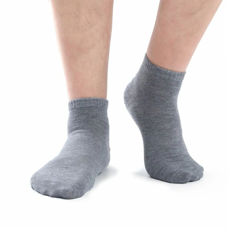 Мужские спортивные носки, повседневные однотонные носки для фитнеса, тренажерного зала, йоги, полиэфирные хлопковые дышащие силиконовые Нескользящие носки с низким вырезом для пилатеса