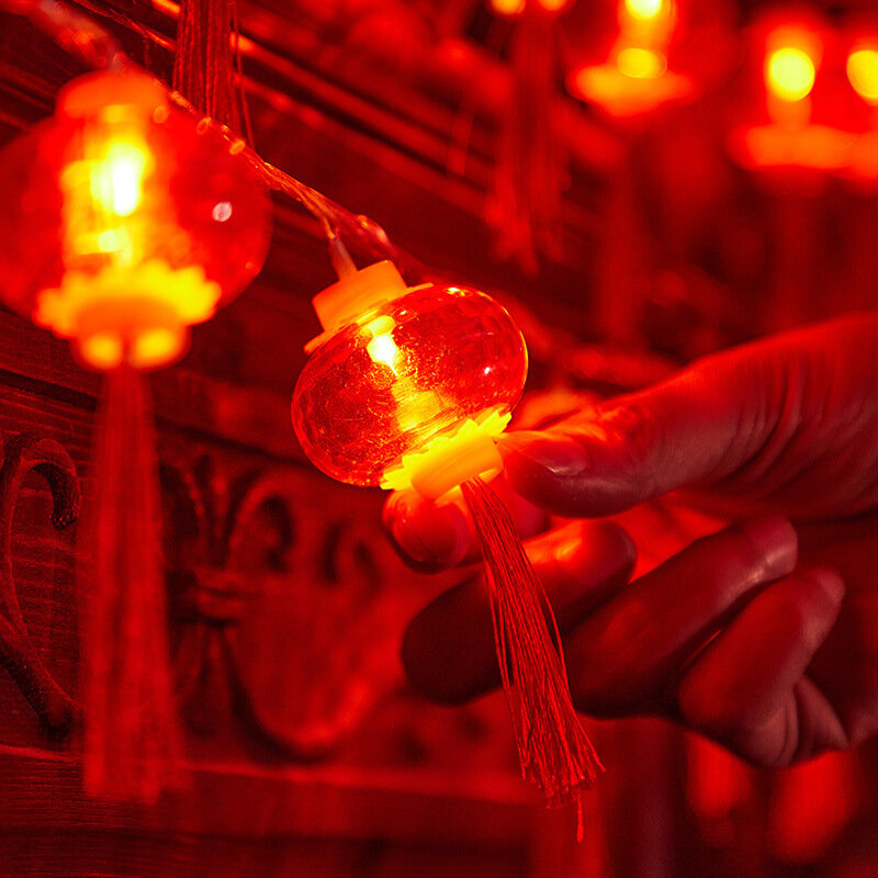 2M 10led Gelukkig Nieuwjaar Rode Lantaarn String Decor Chinese Knoop Lichten String Bruiloft Decoraties Chinese Lente Festival Decor