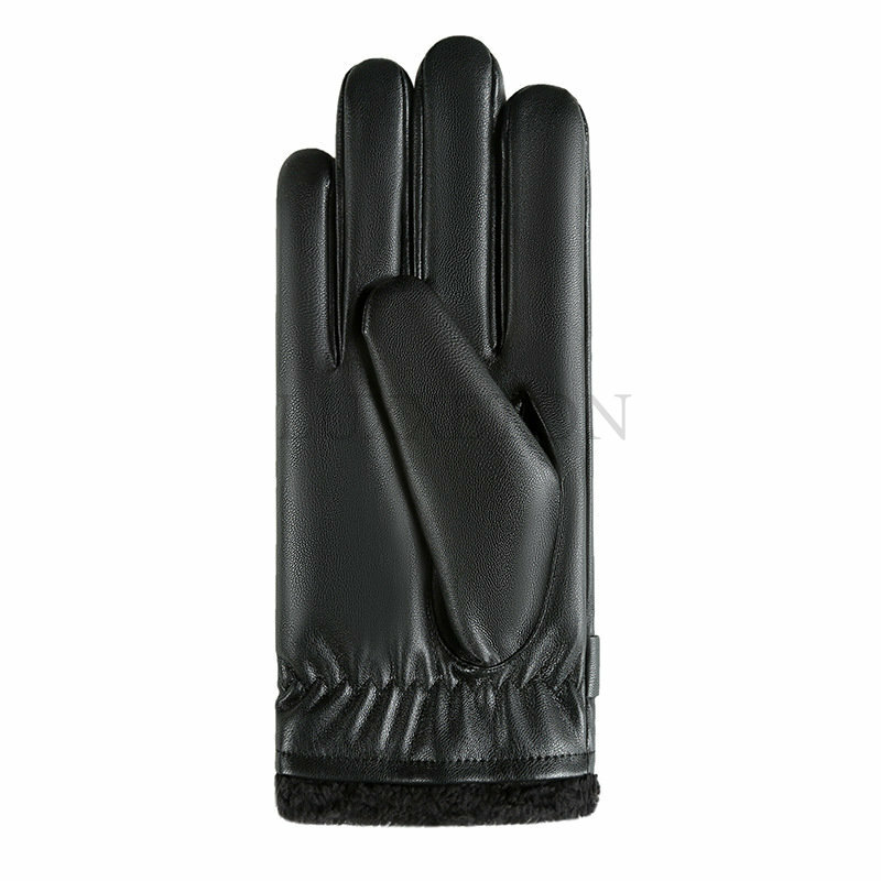 Luvas masculinas luvas de inverno preto manter quente tela sensível ao toque à prova de vento condução guantes masculino outono inverno negócios couro do plutônio luvas