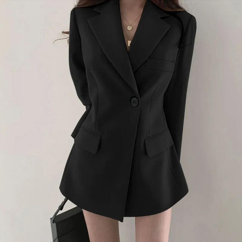 Blazer feminino slim fit versátil, casaco casual feminino, confortável, moda retrô, estudante, novo, primavera e outono, 2023