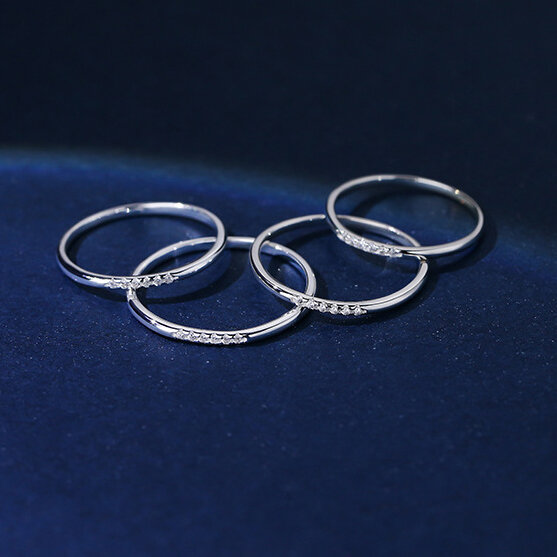SOFTPIG Cincin Perak Sterling 925 Asli Zirkon Bulat Geometris untuk Hadiah Aksesori Minimalis Perhiasan Bagus Lucu Wanita Mode