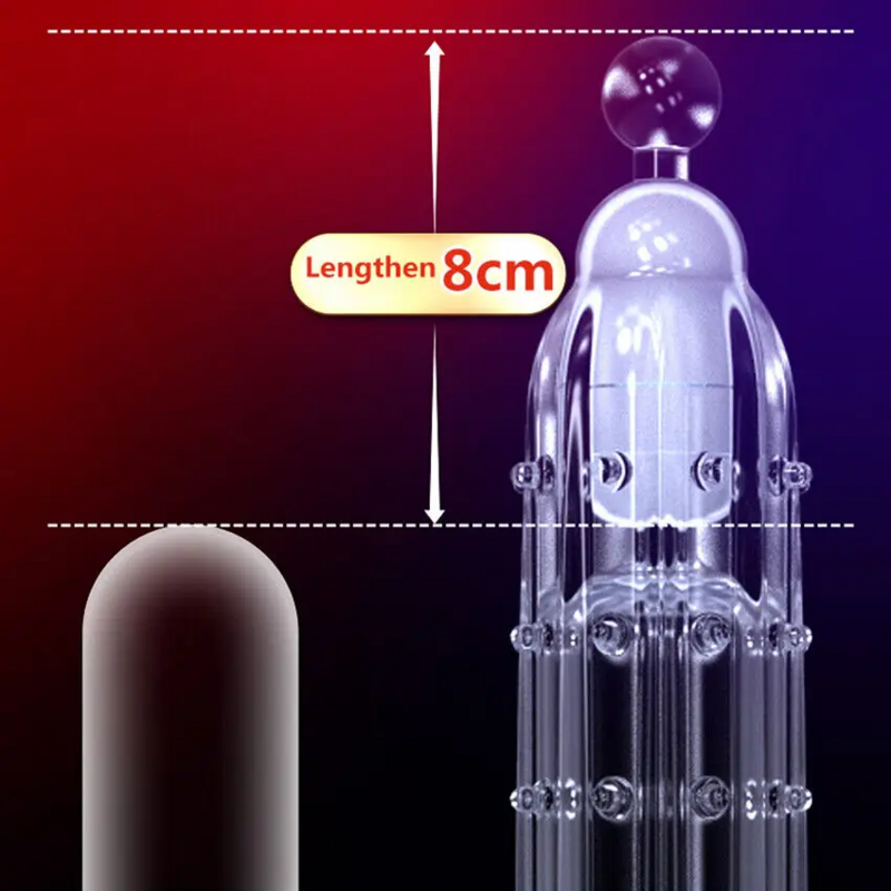 Reusable Penis Sleeve Silicone Condoms with Vibrator Cock Extender Enhancer Enlargement G Spot Clit Stimulator Sex Toys for Men