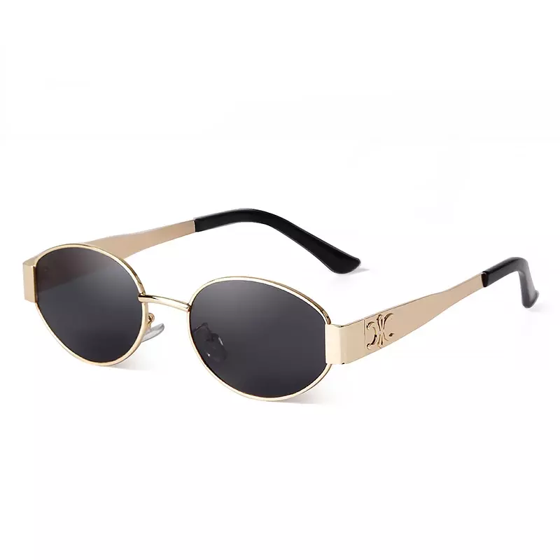 2024 Sunglasses for Women Retro Metal Oval Men Luxury Brand Designer Trendy Punk Round Sun Glasses Female UV400