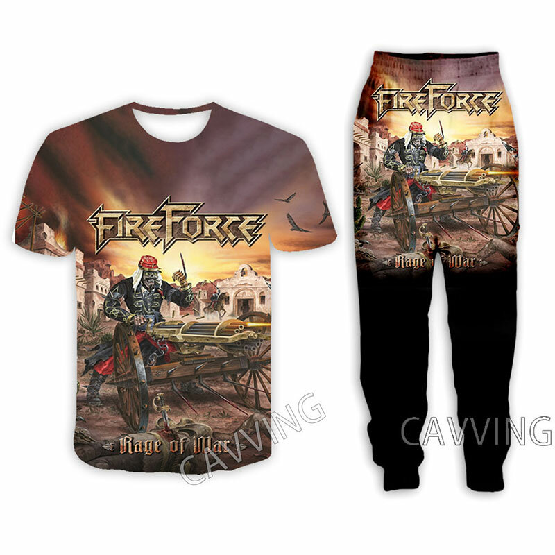 Calças e calças de jogging Fireforce Rock Band para homens e mulheres, camiseta casual, calças, estampa 3D, conjuntos de roupas