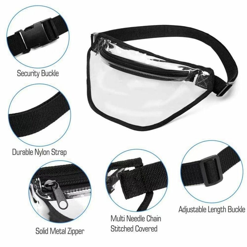 Fashion PVC Waterproof Travel Pack Waist Bag Men Transparent Bag Simple Chest Waist Bag Phone Bag