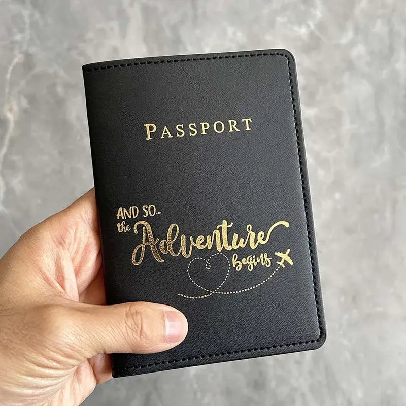 New Customize Adventure Passport Cover with Names Women Men Travel Wedding Passport Holder Cases Travel