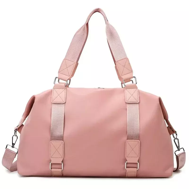Lo กระเป๋าโยคะฟิตเนสสีทึบกระเป๋าพกพากระเป๋าเดินทางความจุขนาดใหญ่กันน้ำแบบแห้งและเปียกสำหรับผู้หญิง