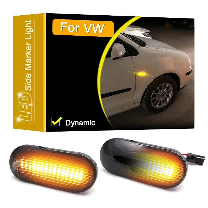 Luz LED dinámica de señal de giro para coche VW, marcador de guardabarros lateral, resistente al agua, lente ahumada, para VW Bora, Golf3, Golf4, Lupo, Passat, Polo
