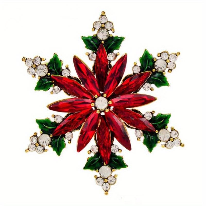 1pc Christmas Snowflake Shape Brooch Rhinestone Badge Pin Corsage Clothing Accessories