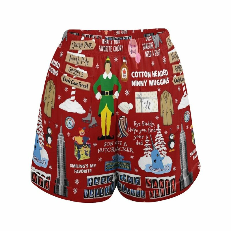 Pantaloncini natalizi Buddy The Elf Collage pantaloncini oversize Street Wear elastico a vita alta pantaloni corti Sexy tasche da donna Bottoms