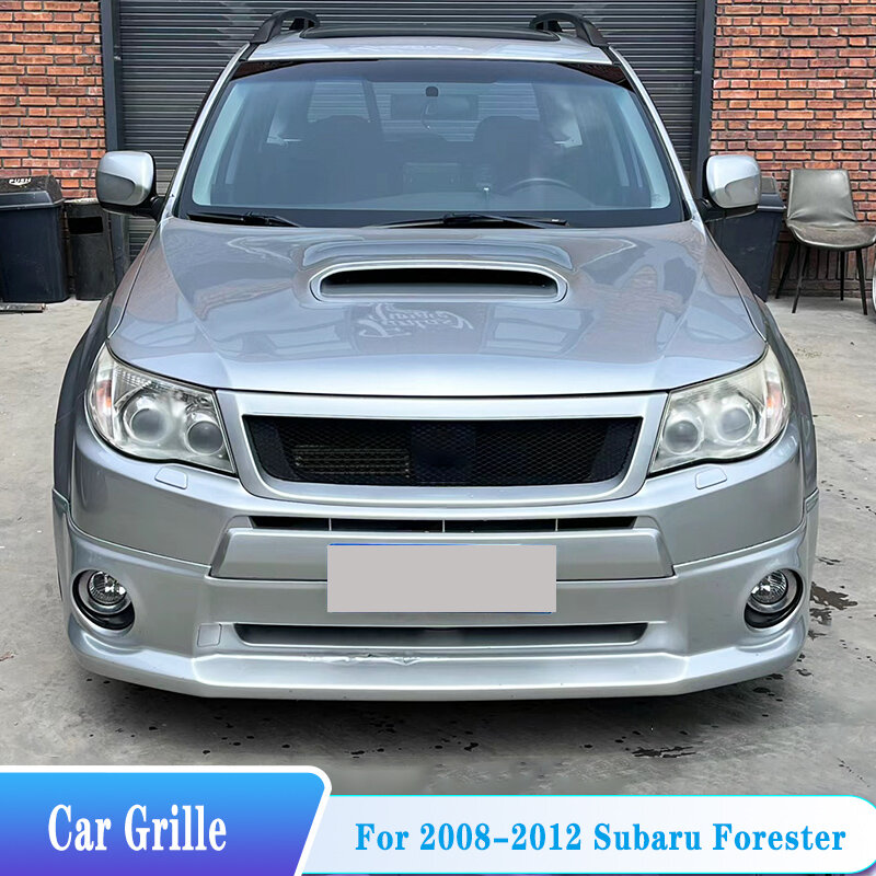 For 2008-2012 Year Subaru Forester Front Grills ABS Plastic Front Bumper Full Star Racing Grille Air Intake Accessories Retrofit