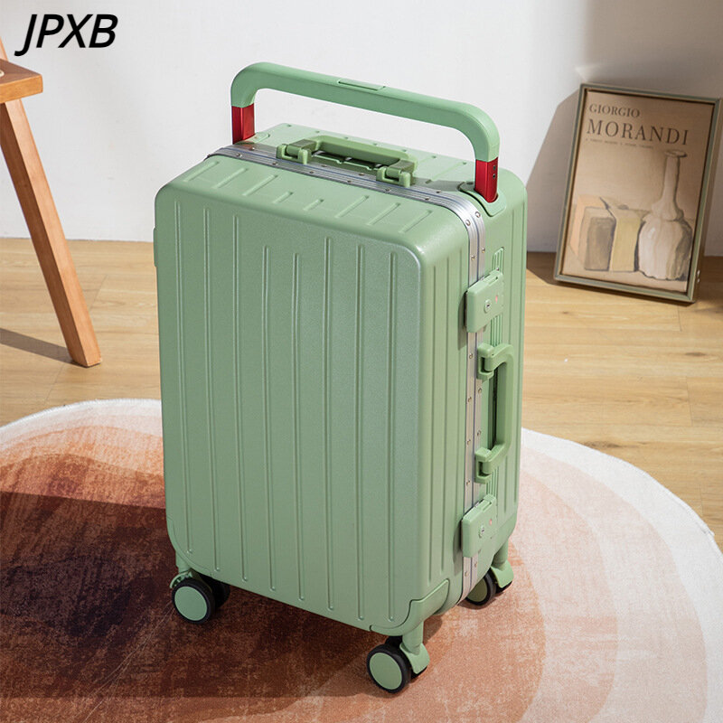 Carry-on luggage 20-inch aluminum frame wide pull rod 24-inch suitcase female high value large capacity durable luggage case