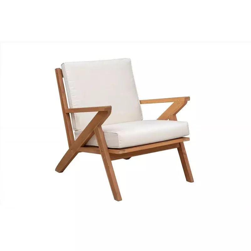 Деревянное кресло из Осло патио Sense 62969, кремовая цветная Подушка, искусственные Угловые руки, Современная Скандинавская коллекция, для помещений и улицы