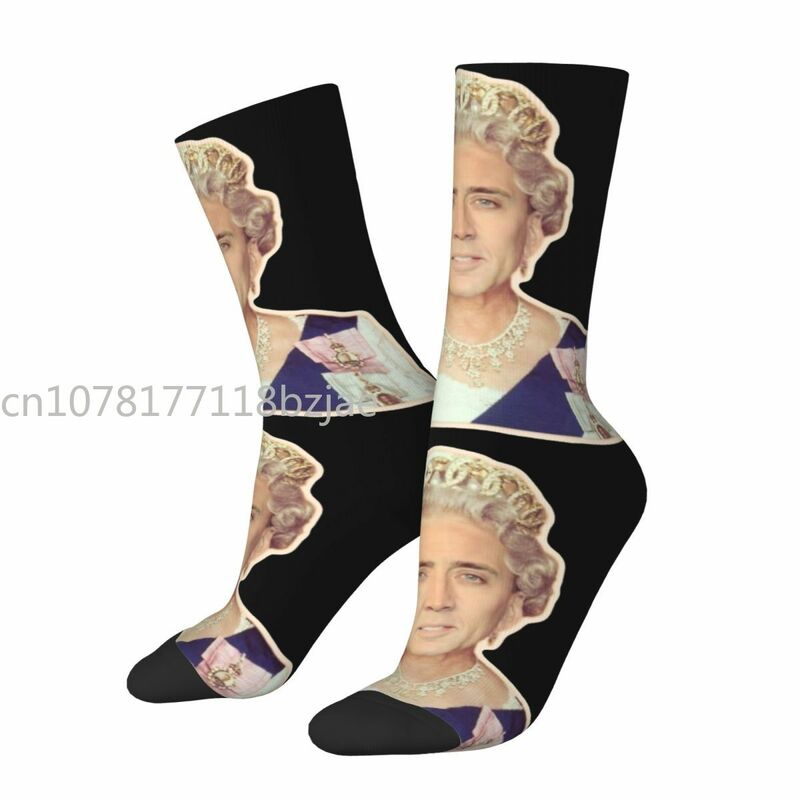 Männer Nicolas Käfig als die Königin Socken weiche Mode Parodie Socken hochwertige Accessoires mittlere Tubes ocks bestes Geschenk