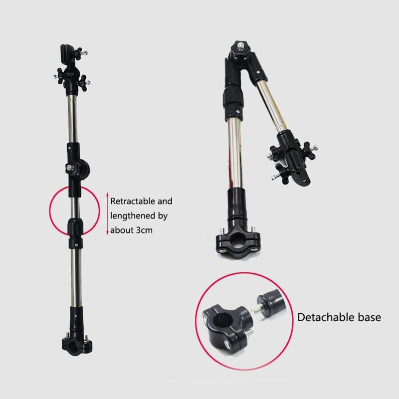 Supporto per ombrellone per passeggino regolabile Mensola telescopica Accessorio per connettore per bici per staffa antivento da
