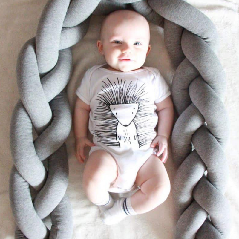Cojín protector para cuna de bebé recién nacido, cojín de felpa trenzado anudado, decoración de cuna, 1 unidad