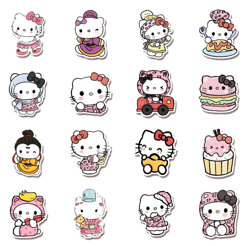 10/30/49PCS Cute Hello Kitty Anime Stickers Aesthetic Cartoon Sticker DIY Notebook Luggage Guitar Waterproof Decals for Kids Toy