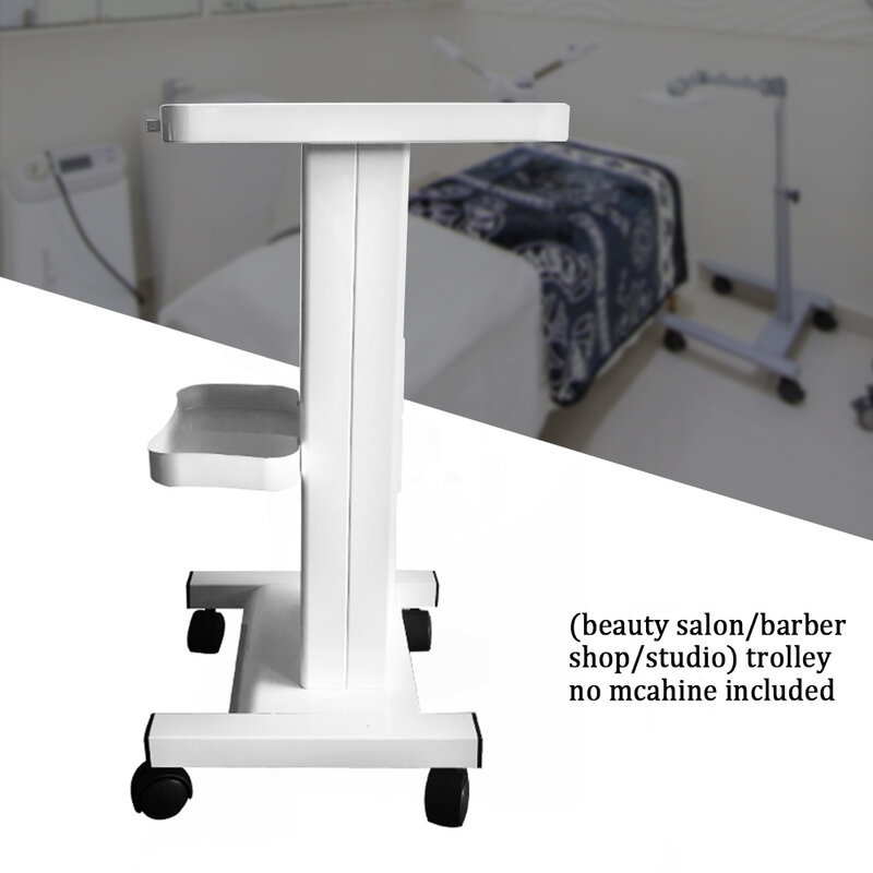 68.5 * 37 * 15cm White Salon SPA Trolley Stand For Cavitation Beauty Machine Instrument Rolling Cart With Storage