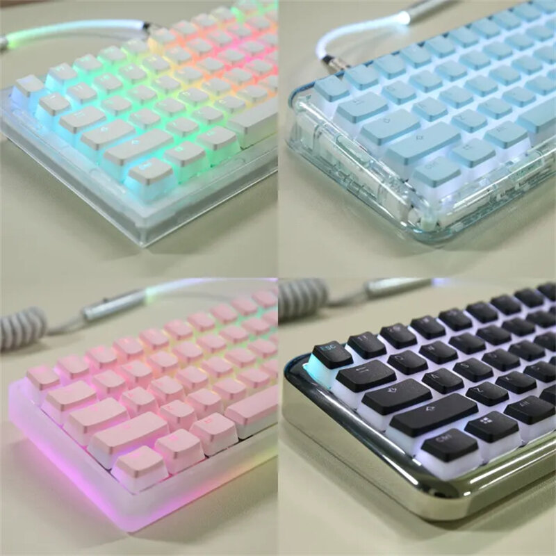 Zifriedn 130 Toetsen Pudding Keycaps Voor Mechanische Keyboard Pbt Oem Key Caps Jelly Rgb Full Size 60% 100% Keycup Roze Blauwe Kleur