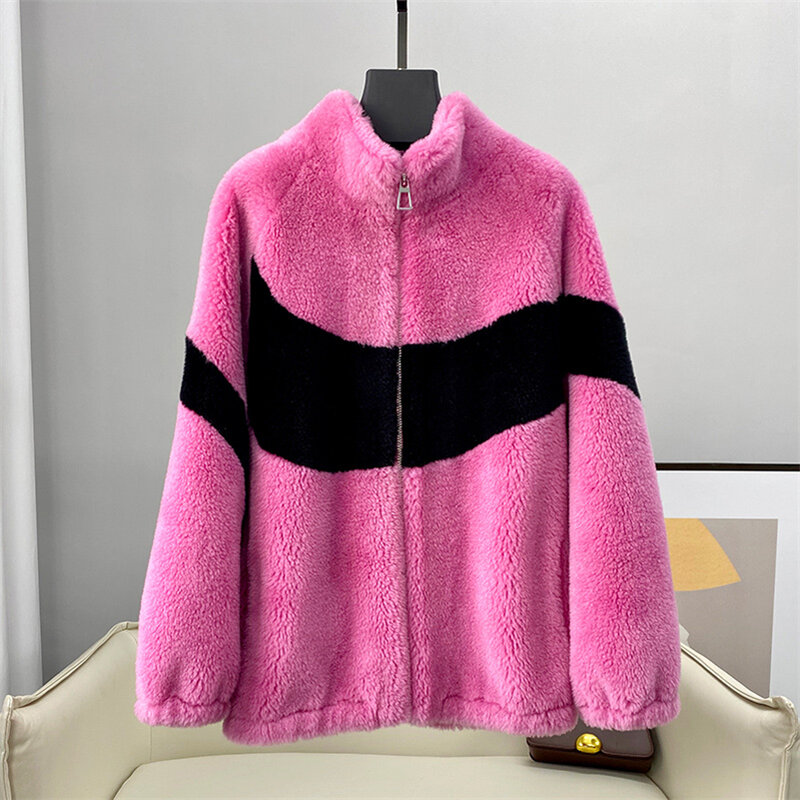 Aorice – manteau de fourrure en laine véritable pour femme, parka chaude pour l'hiver, veste de mouton, CT153