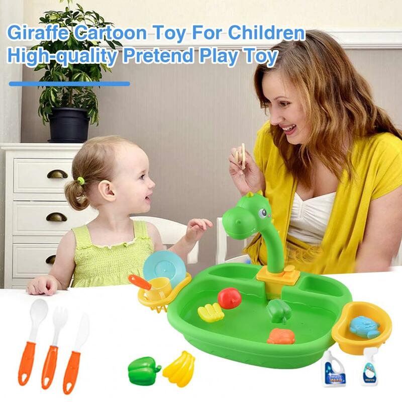 Dinosaur Style Pretend Play Toy Dinosaur Faucet Pretend Play Set with Electric Sink Rich Accessories for Kids for Boys for Kids