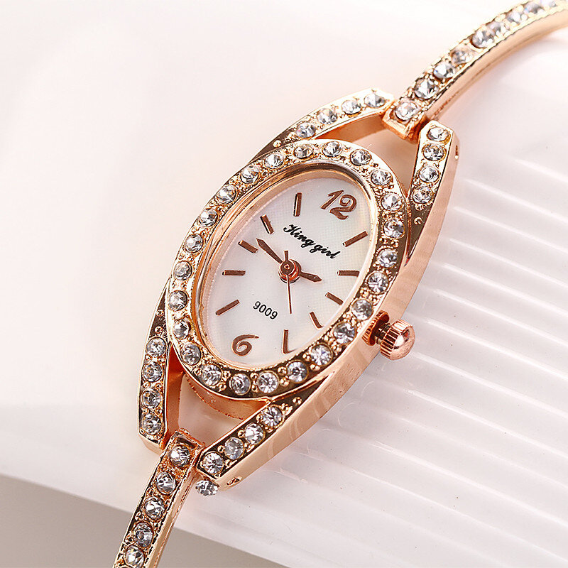 Modne damskie zegarki na rękę damska złota bransoletka ze stali nierdzewnej kryształ diamentowy zegarek kwarcowy wzór Montre Femme Luxe De Marque