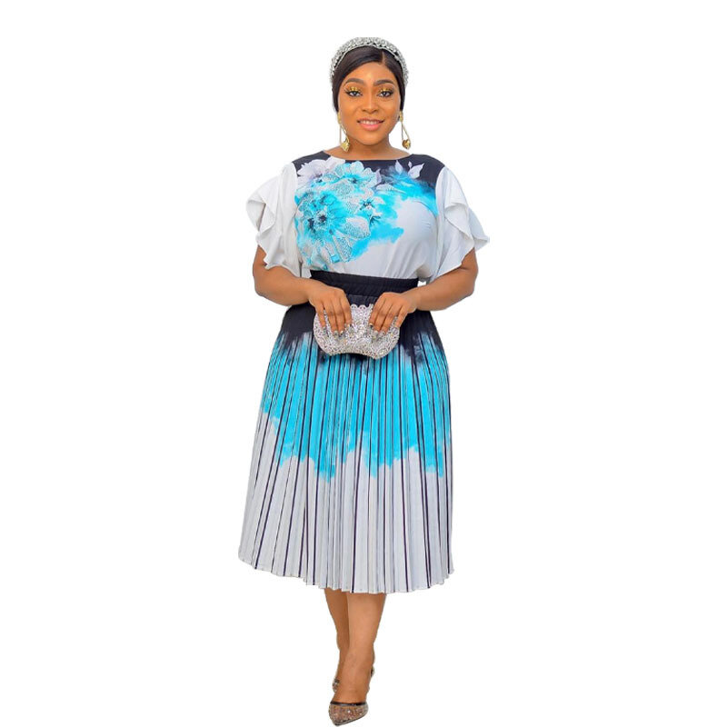 Plus Kích Thước Váy Đầm Cho Nữ Châu Phi Voan In Áo Dây Đảng Quần Áo Ngắn Tay Mùa Hè In Hình Polyester Đầm Châu Phi