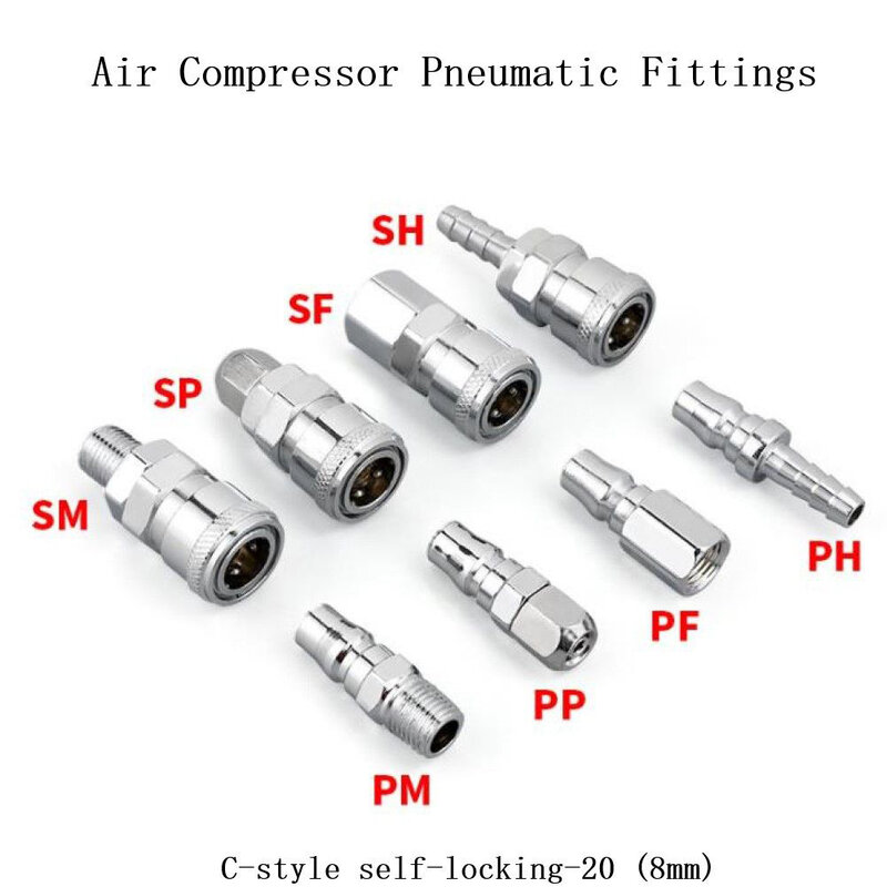 Connecteur pneumatique pour compresseur d'air, raccords rapides en fer galvanisé, PH, PM, PP