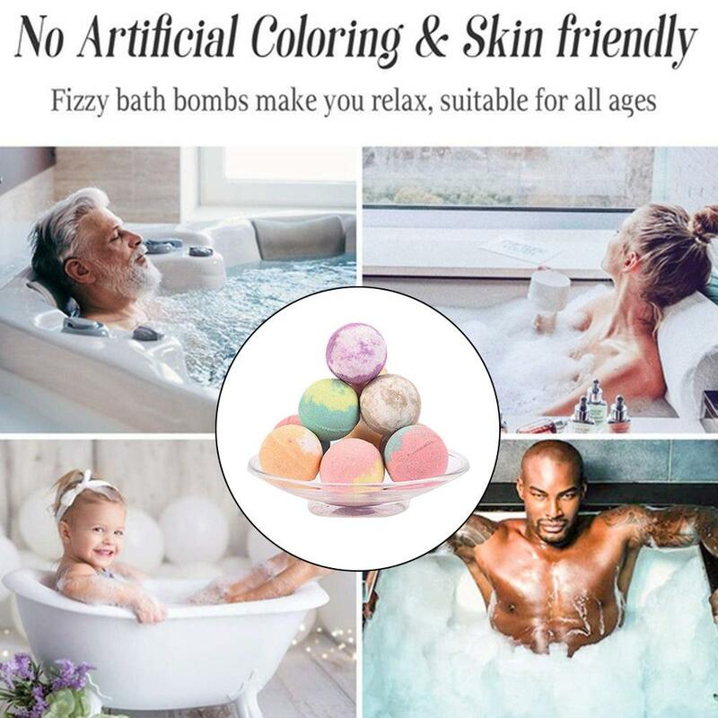 Бомбочка для ванны, подарочный набор, шарики для ванны с солью, Бомбочки для ванны с эфирным маслом для увлажняющей кожи, пузырьковая бомбочка для ванны в спа, произвольный цвет