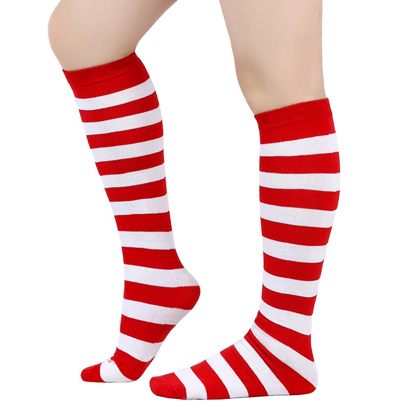 Womens Girls Striped Stocking Socks Knee High Socks Hosiery Casual Over The Calf Tube Socks Costume Leg Warmers Boots Socks