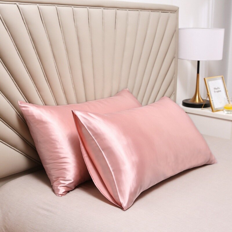 Funda de almohada de seda de satén sedoso, funda de almohada de belleza, cómoda, decoración del hogar, venta al por mayor