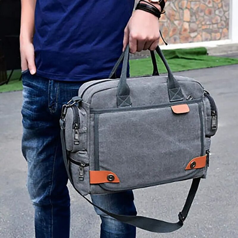 Wear Resisting Briefcase Casual Large Capacity Canvas Messenger Bags Water Resistant Handbag Men