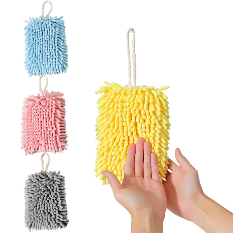 Einfarbige quadratische Chenille Handtuch benutzer definierte Logo schnell trocknen super saugfähige Wand Handtuch Ball Großhandel