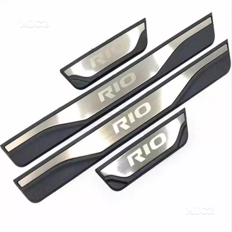 Untuk KIA RIO 3 4 5 X LINE Aksesori 2014-2024 mobil karbon antikarat pintu Sill Kick Scuff pelat pelindung Pedal penjaga Styling