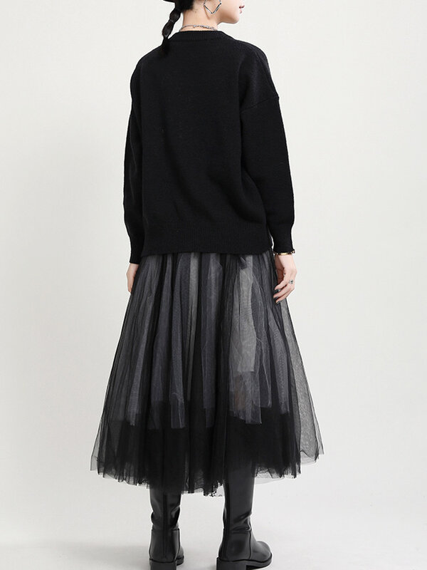 2024 Autumn Winter Multi Bowknots Black Sweater Women Long Sleeve Knitted Pullovers Streetwear Korean Fashion Knitwear