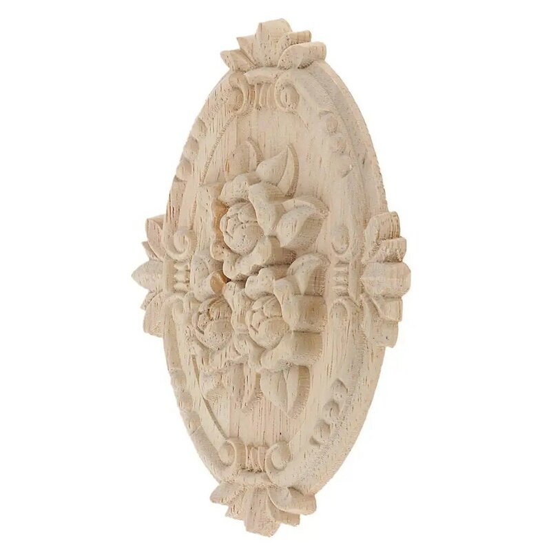 Oval Wood Carving Móveis, Apliques e Onlays, Escultura em madeira esculpida, 5X