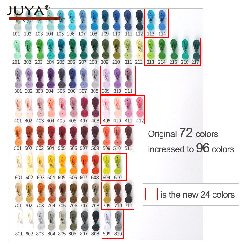 Conjunto de estofamento de papel de juya tant com 96 cores únicas, largura de 1.5/3/5/7/10mm, 40 tiras/bloco, tiras de papel estofando boa qualidade