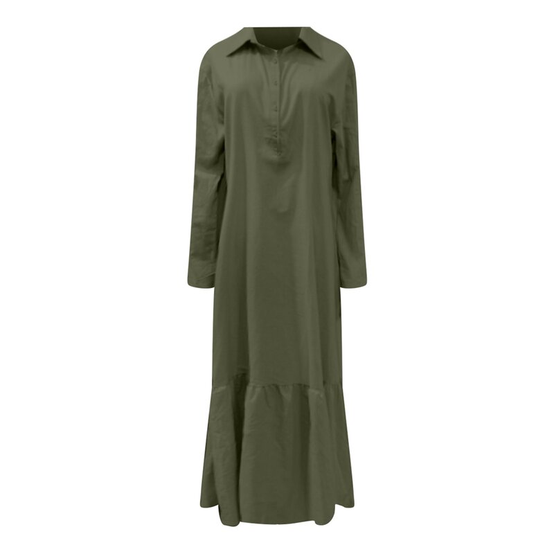 Kobiety długa sukienka asymetryczna koszula guziki Maxi w stylu Casual sukienki duża huśtawka długi rękaw z dekoltem w szpic elegancka Sundress Street