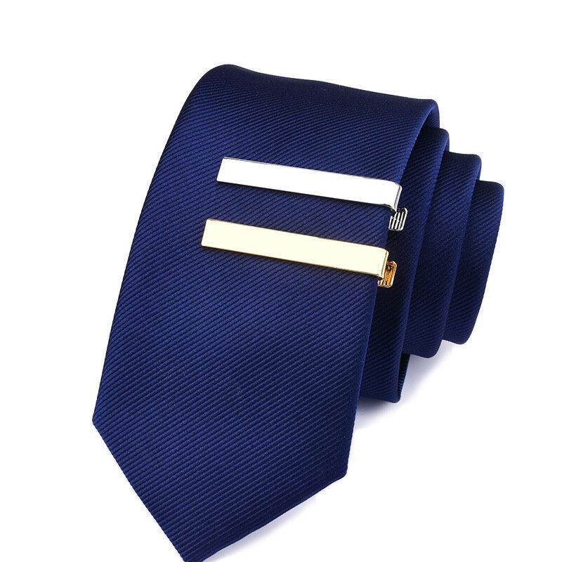 Clip de corbata de acero para hombre, Color plateado, dorado, negocios, Pin de cierre, personalizado, 5,8x0,6 cm