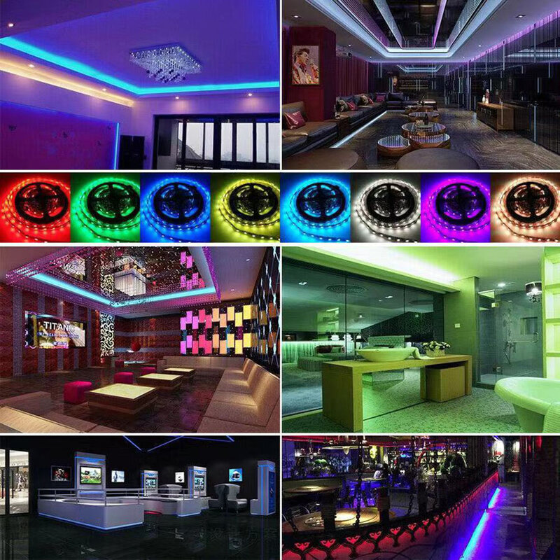 RGB LED Light Strip, Efeito de iluminação, Fita flexível, Diodo Strip, TV Backlight, Decoração do quarto, 20 Key Control, SMD5050