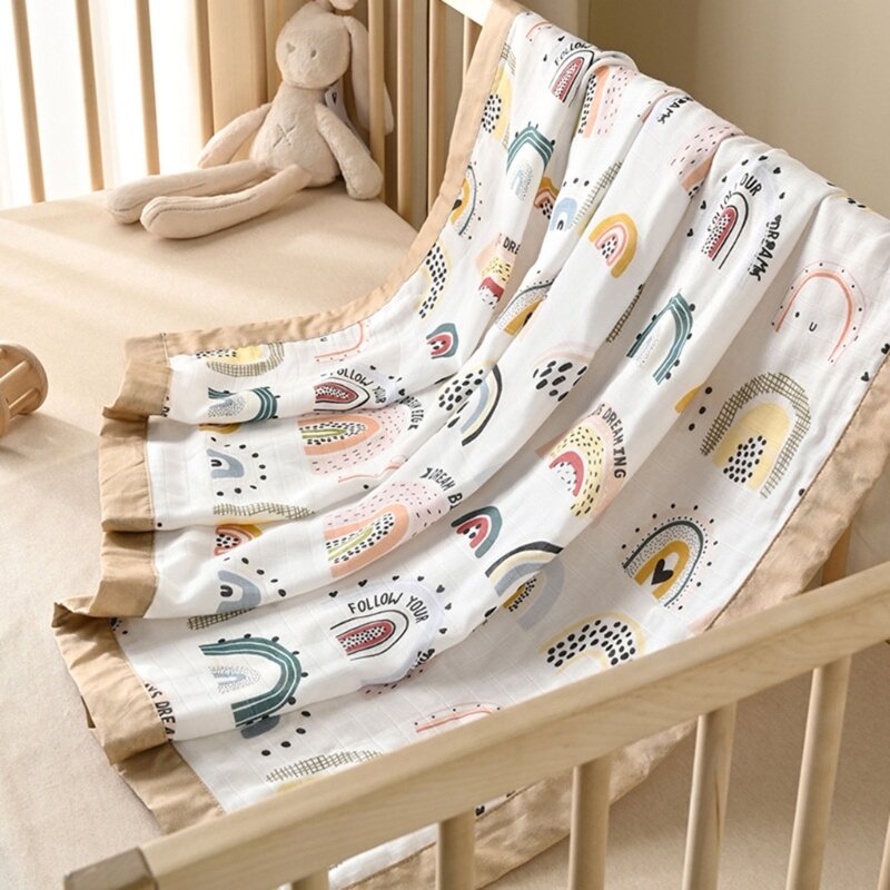 Bambus Baumwolle Musselin Baby Decke Weichen Cartoon Neugeborenen Swaddle Decke Jungen Mädchen Bettwäsche Quilt Baby Decke Baby Geschenk
