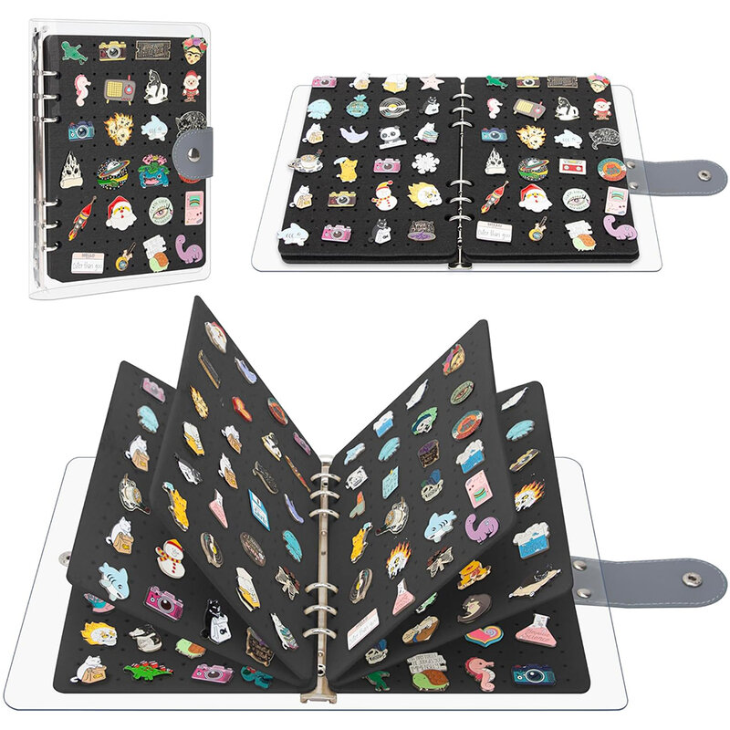 Enamel Pins Display Book 6 Pages Brooches Collection Booklet Large Capacity Storage PVC Cover Portable Pin Organizer Case Holder