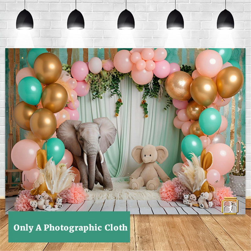 Fondo de cumpleaños de animales para niños, decoración de fiesta de tela, globo, fotografía, 210x150cm