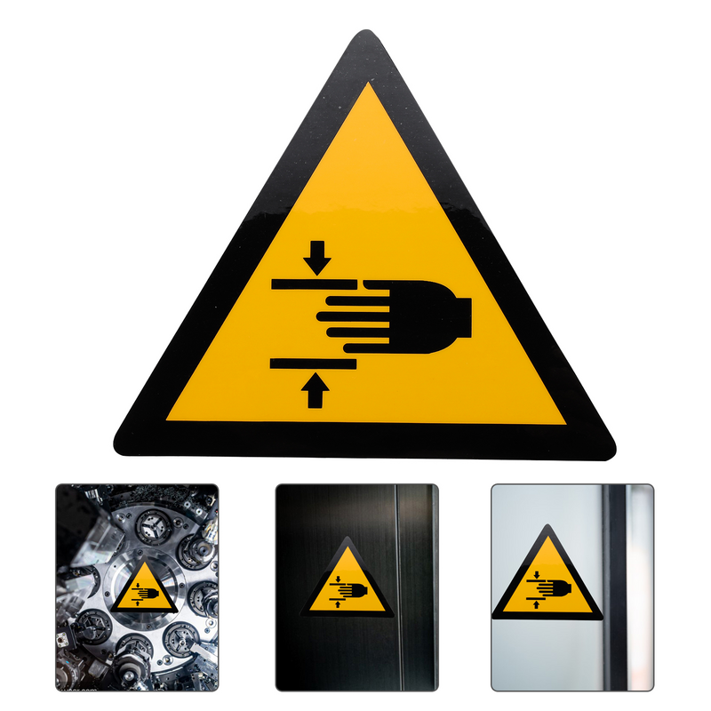Cuidado com o sinal de cautela mão esmagamento adesivo, aviso decalque, etiqueta indicadora, decalques equipamentos