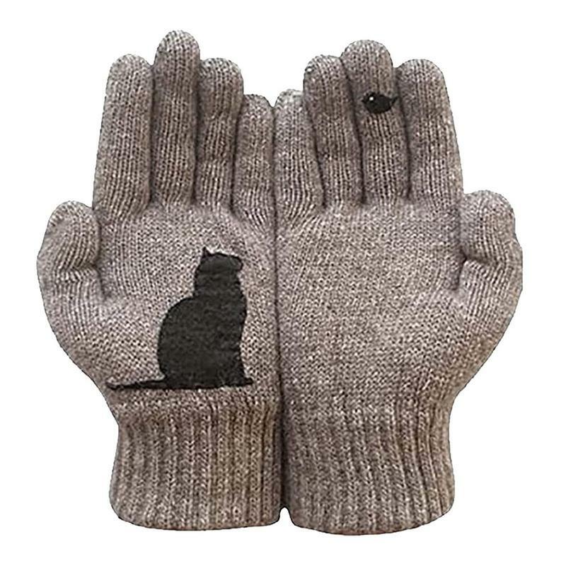 Cat Fan Cotton Gloves Cats Seeing Birds Gloves Cat Fan Cotton Gloves Women's Cat Lover Gift Pet Lover Gift Women Gloves