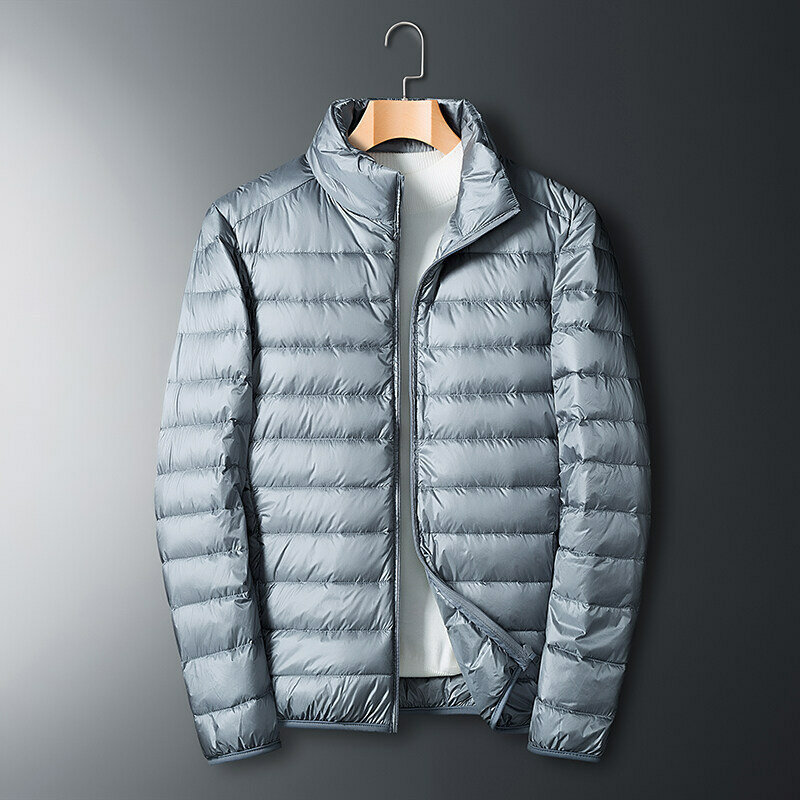 Impermeabile Casual portatile esterno leggero imbottito maschile cappotti giacca autunno inverno Ultra leggero bianco piumino d'anatra da uomo