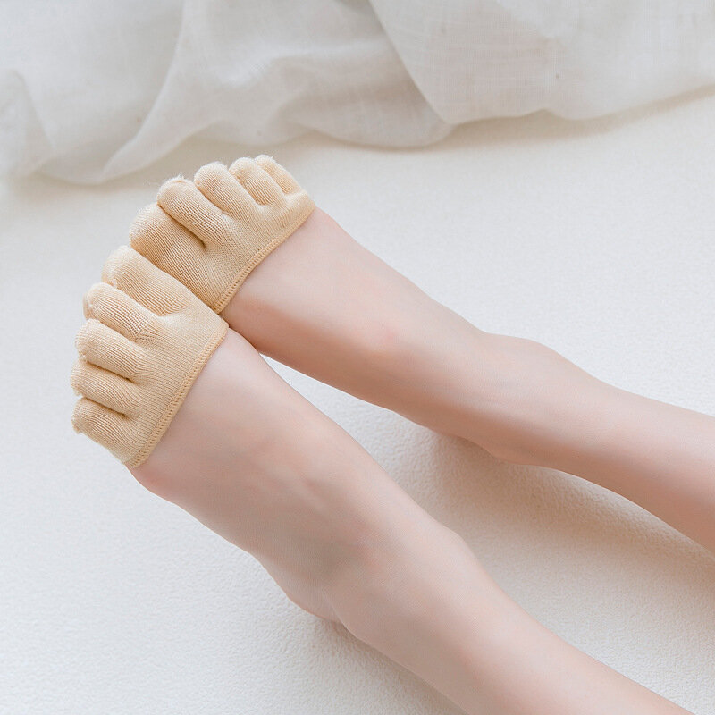 Meias de verão para mulheres, meias finas com cinco dedos, para barco, boca rasa, invisível, dedo do pé aberto, 2023